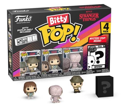 Bitty Funko POP! Stranger Things :  Hopper, Joyce, Demogorgon (Closed Face)  + 1 Mystery