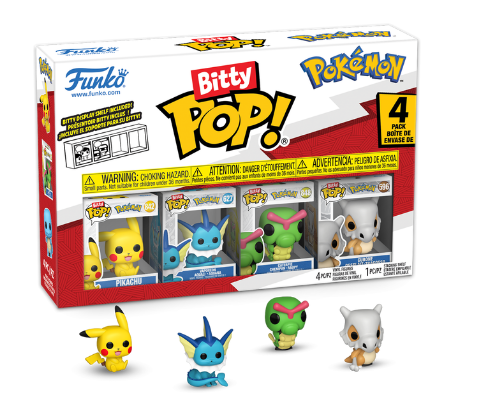 Bitty Funko POP! Pokemon Pikachu, Vaporeon, Caterpie, Cubone