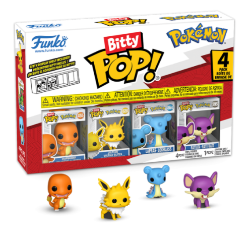 Bitty Funko POP! Pokemon Charmander Joelton Lapras Rattata 