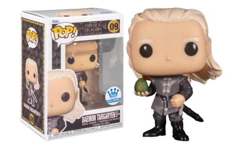 Figurine Pop House of the Dragon #9 pas cher : Daemon Targaryen avec œuf de dragon