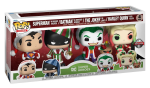 Superman in holiday sweater , Batman as Ebenzer Scrooge , The Joker as Santa , Harley Quinn with Helper  DC 4 pack Funko POP! Vinyl     
