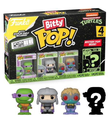 Bitty Funko POP! Ninja Turtles 4 pack Donatello + Shredder + Baxter Stockman + Mystery