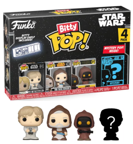 Bitty Funko POP! Star Wars Luke Skywalker Obi-Wan Kenobi Jawa 4 pack + Mystery  